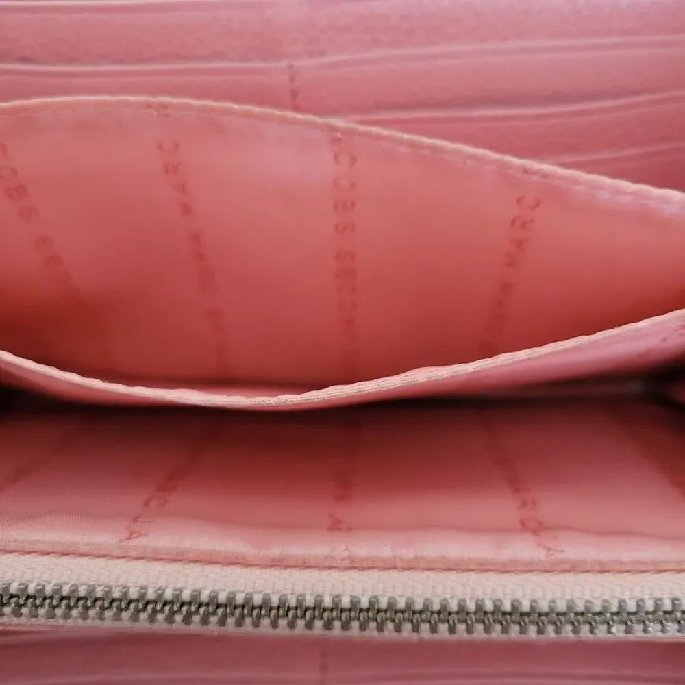 Marc By Marc Jacobs Light Pink Zip Around Wallet Large Continental Logo Designer